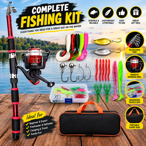 Telescopic fishing rod set - rod,